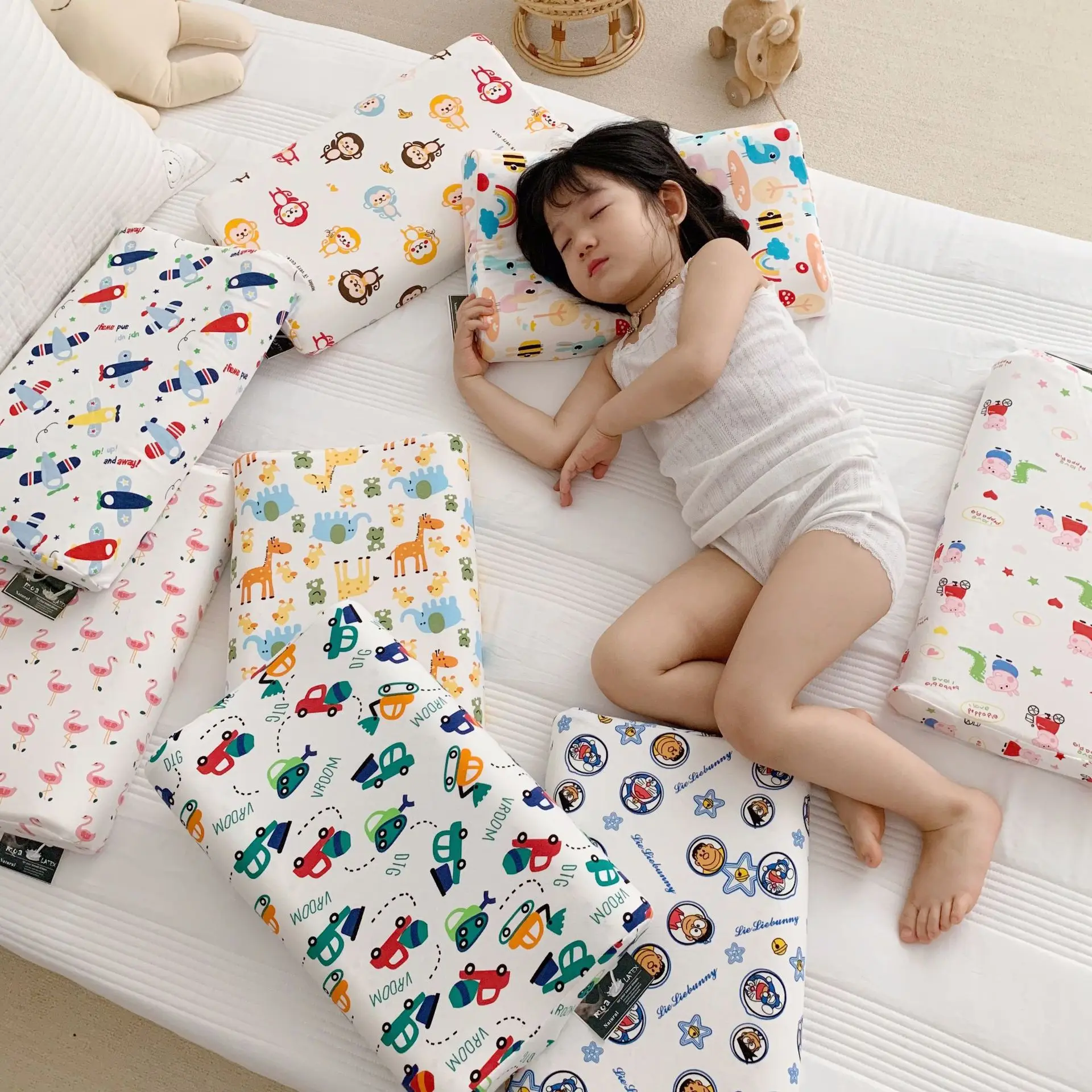 100 Natural Children Latex 2 in 1 Pillow Baby Sleeping Bed Orthopedic Child Soft Latex Kids Head Neck Pillow Gift baby pillow