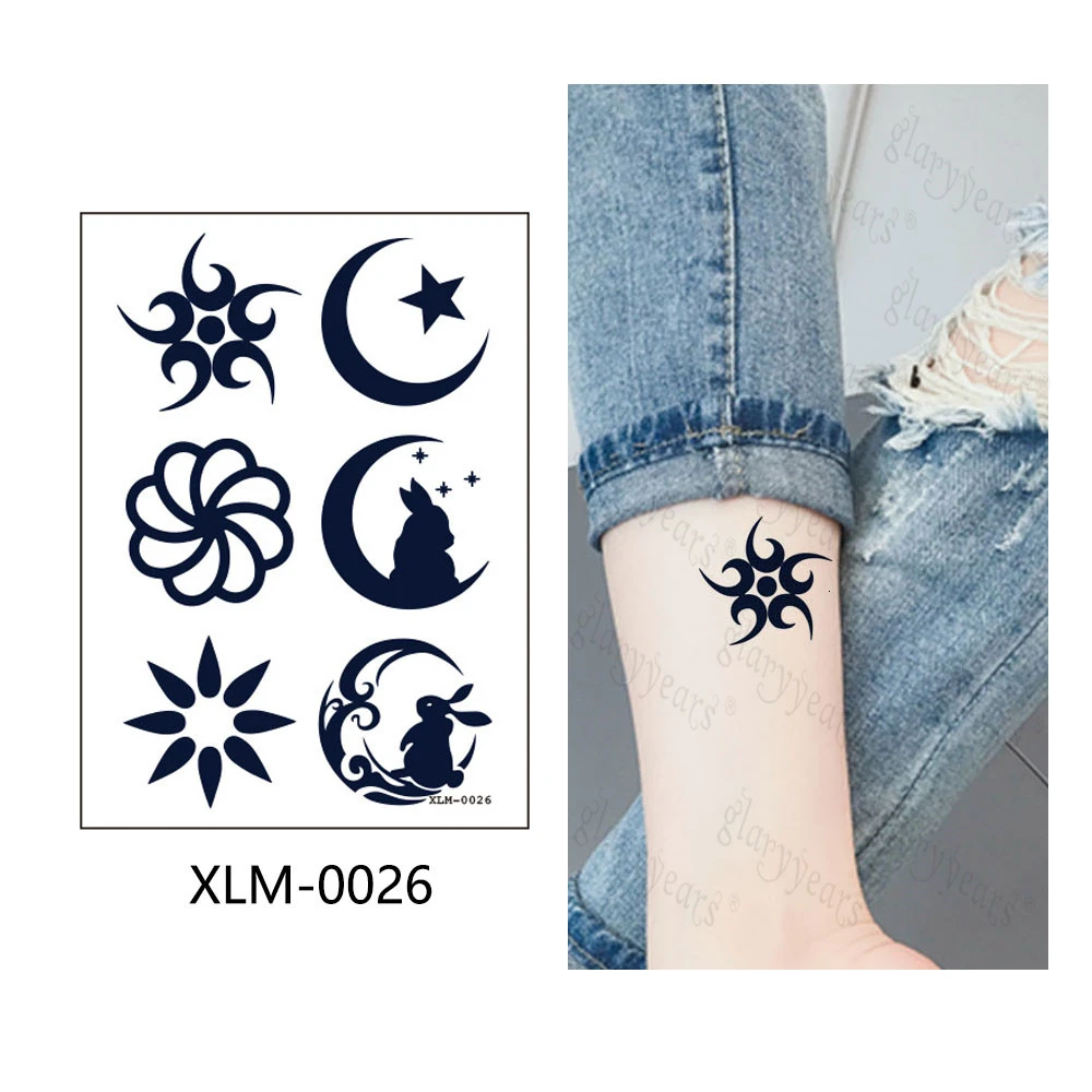 XLM-0026 Glaryyears 1 лист полуперманентный тату стикер гардения синий шоу водонепроницаемый маленький боди-арт Горячая партия настоящая татуировка - Цвет: XLM-0026