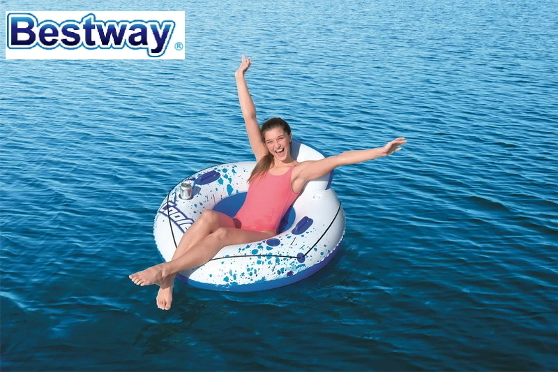 43108 Bestway 1,19 м роскошный трубчатый круглый кольцеобразный Wz спинка, Сетчатое дно, прочные ручки и 2 подстаканника кольцо для шин для взрослых до 90 кг