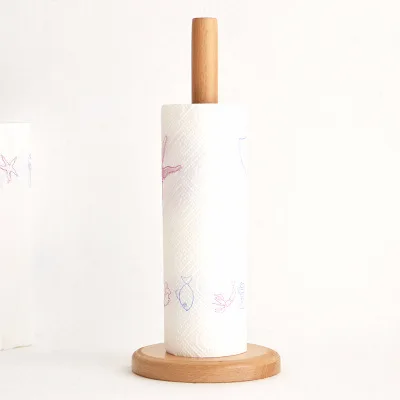 Wooden Holder Нержавеющая сталь, держатель для кухонных рулонов, бумажных полотенец, держатель для туалетной бумаги, стойка для салфеток, аксессуары для домашнего стола - Цвет: Wooden Holder