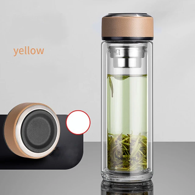 Insulation Cup Double Glass Insulation Cup Portable Cup Insulation Tea Cup With Cover Filter Tea Cup For Household B20080 Orange