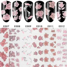 Напрямую от производителя продажи ногтей Маникюрные наклейки 3D Цветочные наклейки серии E наклейки для ногтей маникюра рельеф розовый цветок 12 Colo