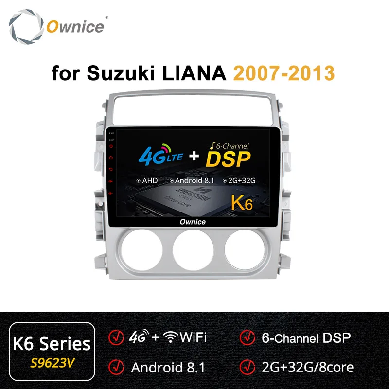 S9623 K6 Ownice k3 k5 k6 Android9.0 4G ram 8 Core автомобильный dvd-плеер для Suzuki Liana 2007-2013 DSP SPDIF NAVI gps DAB+ 4G LTE 360 Pano ram a - Цвет: S9623 K6