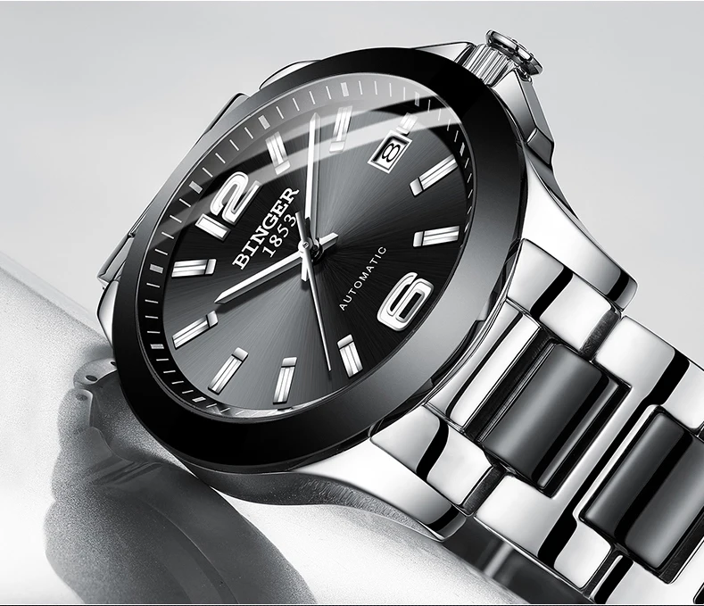 Швейцарские роскошные брендовые механические наручные часы Бингер, керамические женские часы для влюбленных, стиль 100 м, водонепроницаемые BG-0358-4