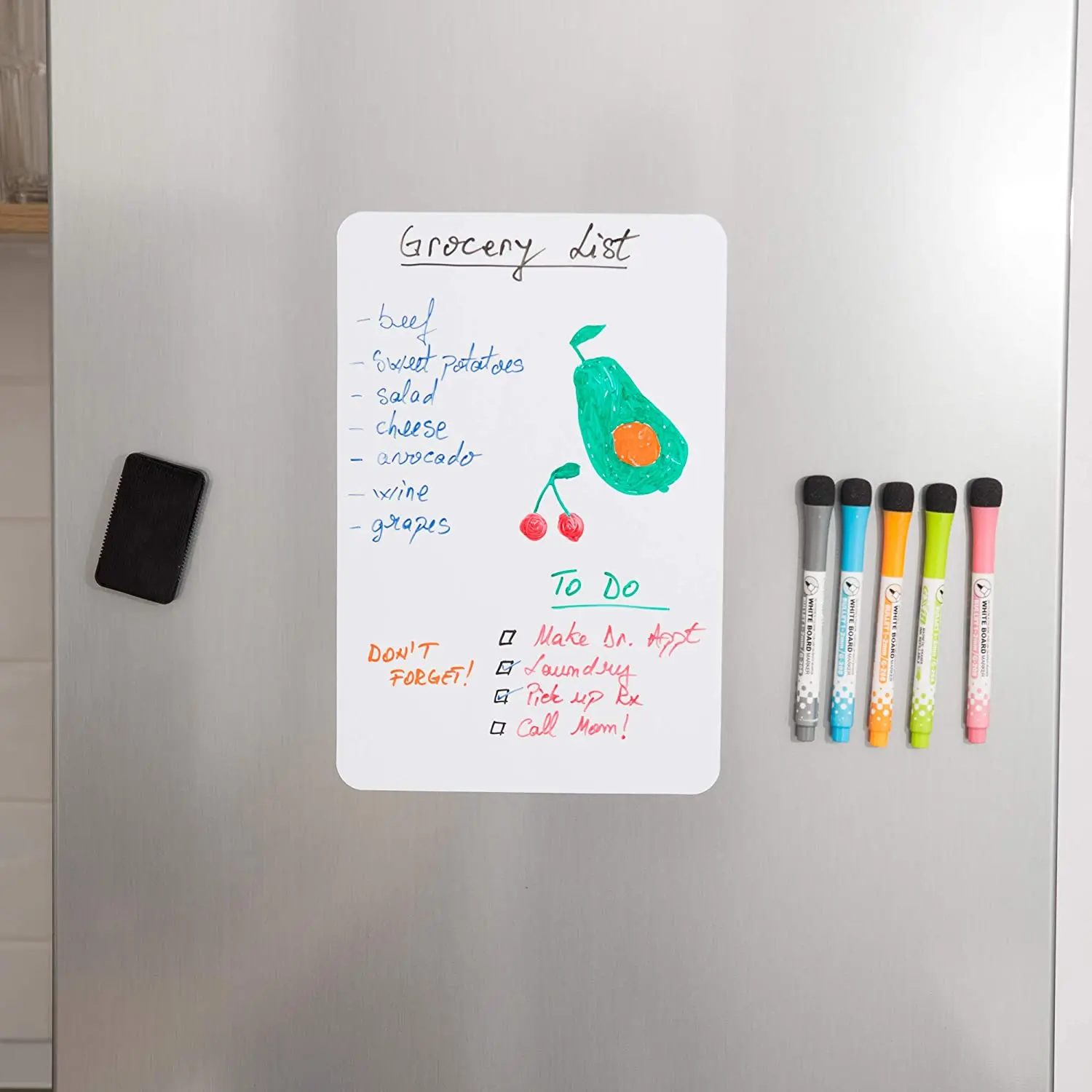 Magnetic Whiteboard Dry Erase Fridge Magnet White Board Writing Memo Messages Teaching Planner Write Delete File A5 size