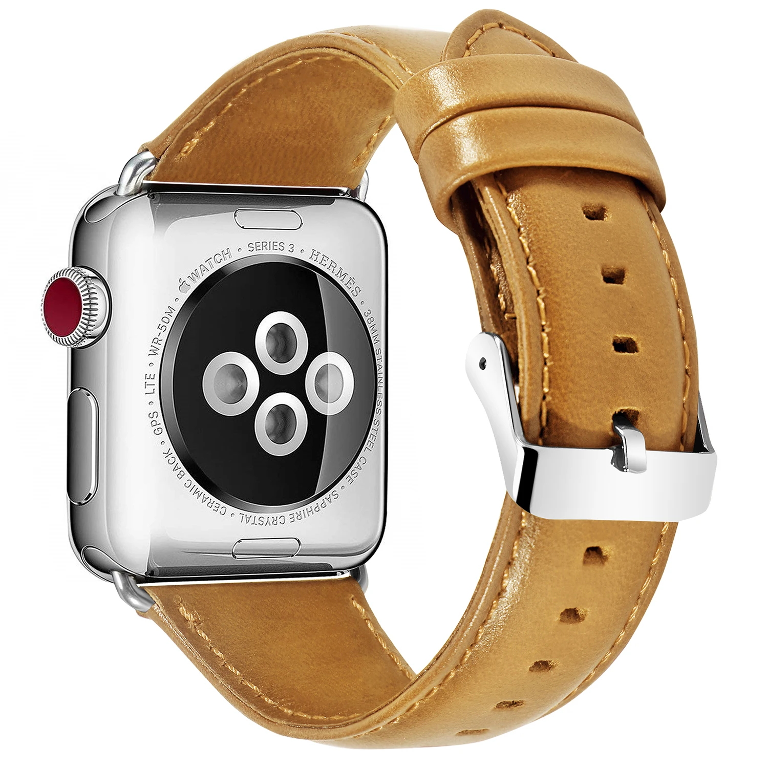 

High Quality Leather Strap with Mad Horse Strap for Apple Watch Band Strap 38mm 40mm 42mm 44mm Silver Buckle DIY Replace