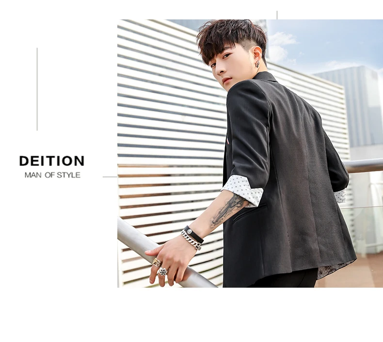 Новые модные летние мужские костюмы Slim Fit 3/4 рукав короткая куртка брюки 2 шт набор одна кнопка C93