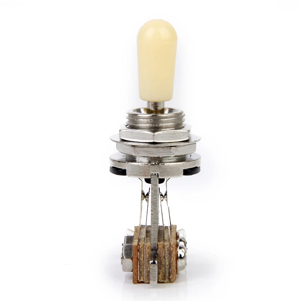 2x Cream/Black Tip 3-way Toggle Switch Tip For Les Paul Electric Guitar Silver