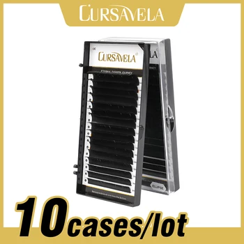 

CURSAVELA Matte Flat Ellipse Lashes 10 cases/lot 16 lines Split Tab Extension Lashes Glossy Soft Natural Makeup Lashes