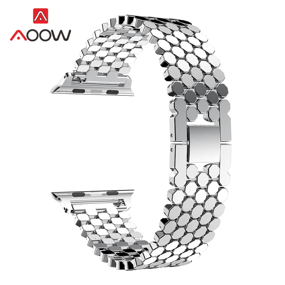 Silver Ювелирный ремешок для часов из нержавеющей стали для Apple Watch 4, 5, 38 мм, 42 мм, 40 мм, 44 мм, женский модный браслет, ремешок для iWatch 1, 2, 3 - Цвет ремешка: Silver