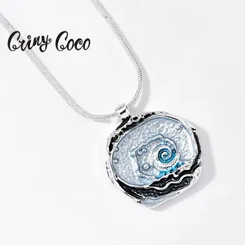 

Cring Coco Woman Blue Sea Pendant Necklace for Women Girls Enamel Alloy Chains Choker Necklaces Collares Jewelry Christmas Gift