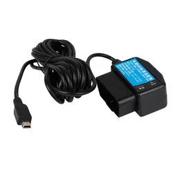 Universal Car Recorder OBD Parking Monitor Power Cord with Type - C and Micro USB Chargers (12V - 40V Input to 5V/3A Output) (Mini USB)