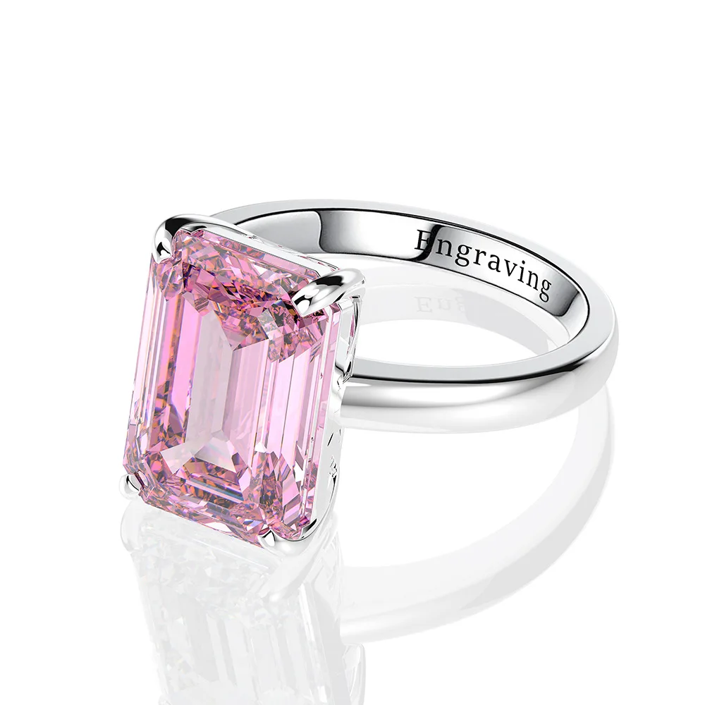 Pink Wong Rain Classic стерлингового серебра 925 искусственный муассанит драгоценный камень Обручальное кольцо с бриллиантами ювелирных изделий - Цвет камня: Pink
