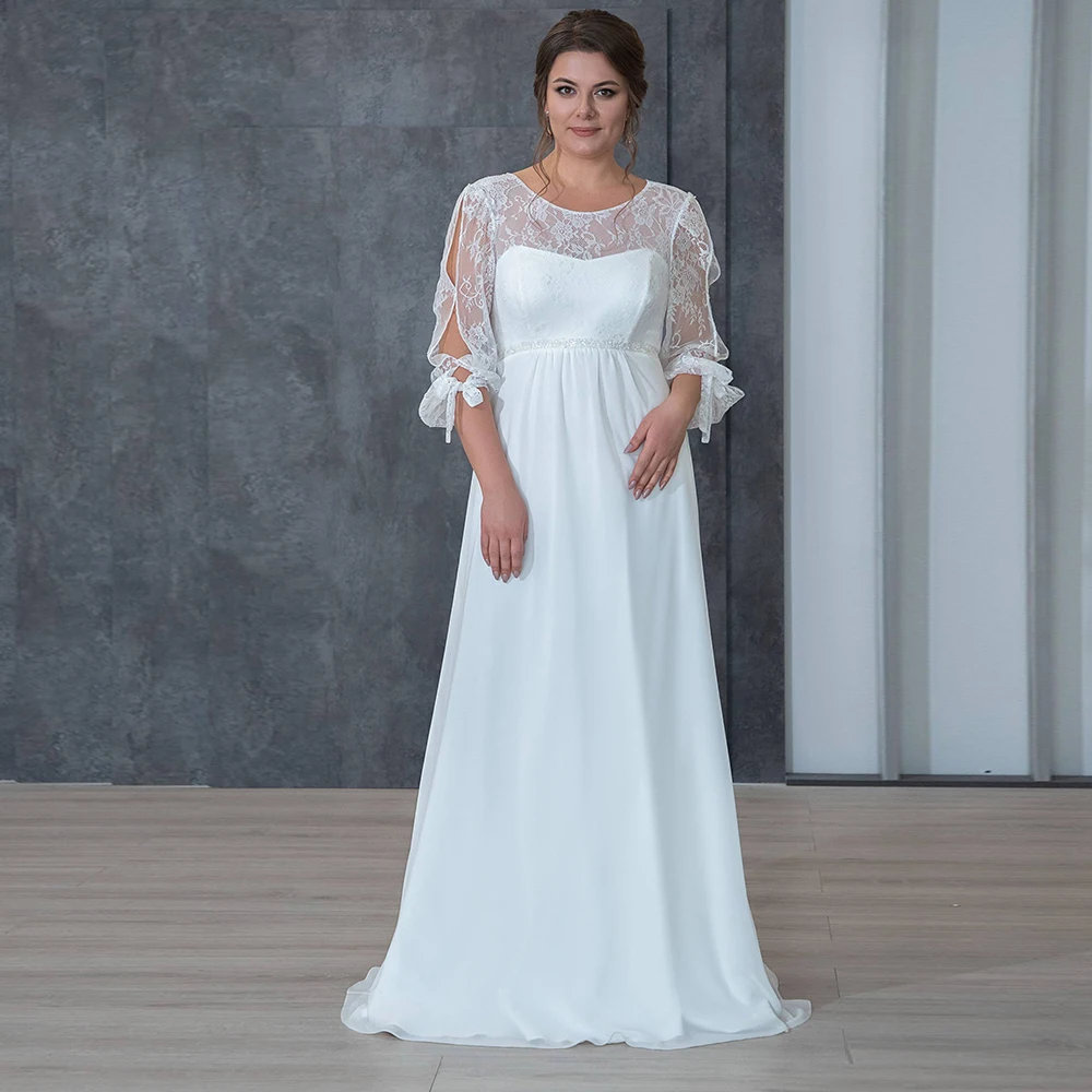 

Женское свадебное платье, длинное шифоновое кружевное платье в пол с поясом, трапециевидной формы