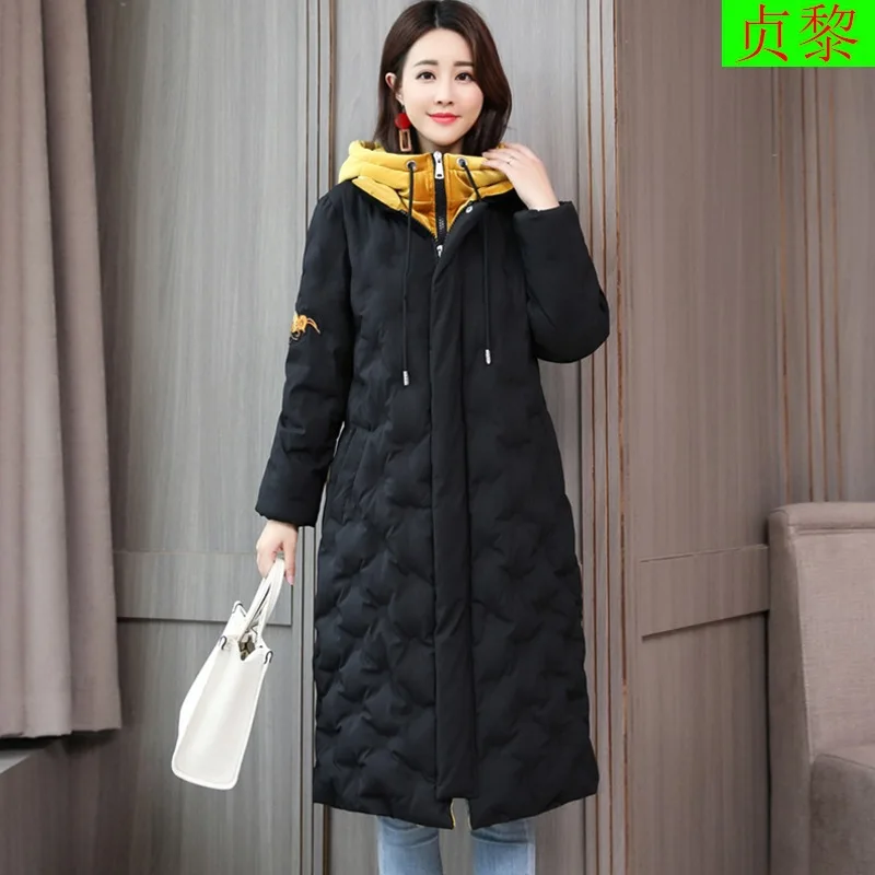 

Winter Fashion Cotton-padded Clothes 2018 New Style WOMEN'S Dress Popular Small Bee Embroidered Korean-style Exta-long down Jack