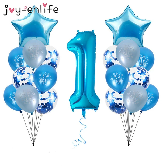 Ballons bleus d'anniversaire pour garçon, fournitures de décoration de fête  préChristophe, 1er anniversaire pour enfants, 1 an - AliExpress