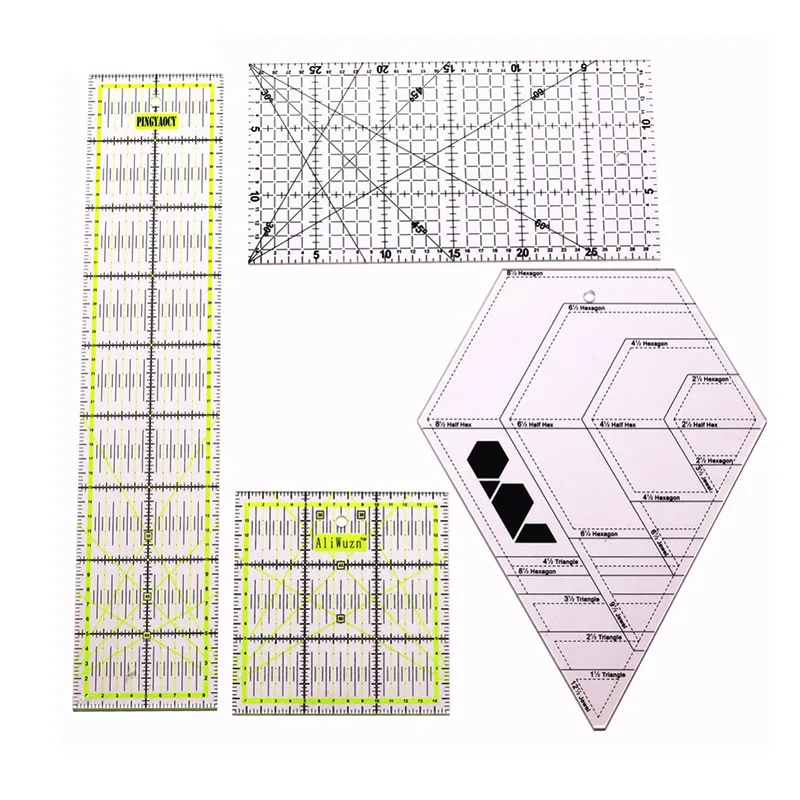 4 шт./партия Лоскутная линейка комплект из четырех различных моделей DIY линейка ручной работы ткань швейный инструмент линейки измерительная линейка