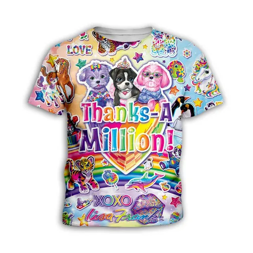 Kids t shirts Детские толстовки с капюшоном толстовки с длинными рукавами с 3D принтом Лизы Франка пуловер для девочек и мальчиков Одинаковая одежда для семьи футболка на молнии - Цвет: Kids t shirts
