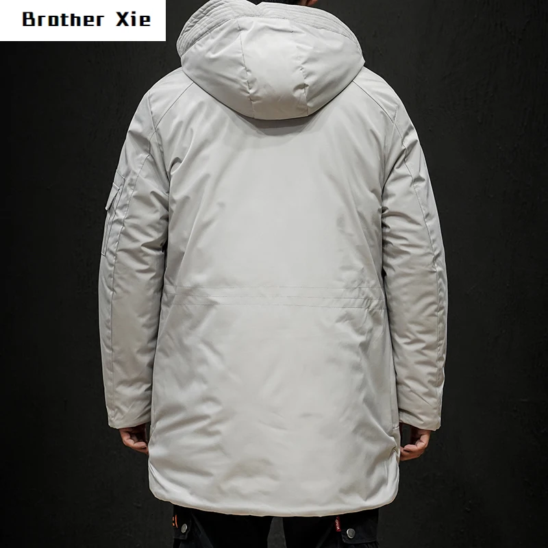 

Winter Long Coat Men's Warm Thick Fashion Parka Men Solid Color Hooded Coat Man Wild Loose Cotton Multi-pocket Tooling Jacket