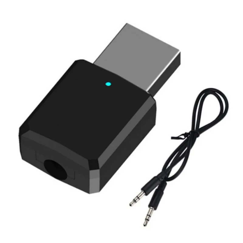 black 2 в 1 USB Bluetooth 5,0 передатчик приемник AUX 3,5 мм ТВ компьютер беспроводной адаптер - Цвет: black