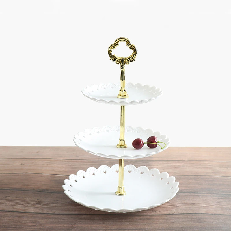 3-Layer Cake Stand  Porcelain Afternoon Tea Wedding Plates Party Tableware 