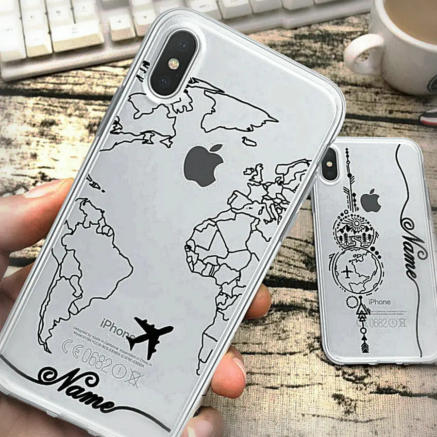 Персонализированный Чехол для iPhone с картой мира дорожные планы прозрачный