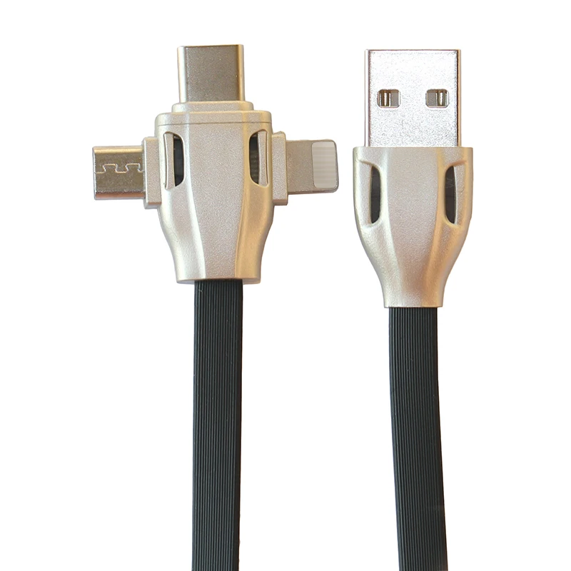 1mtr 3 в 1 type C micro USB плоский многофункциональный кабель для передачи данных и зарядки