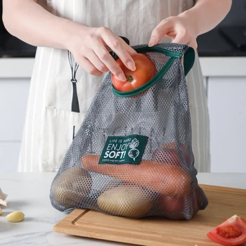 

Reusable Cotton Grocery Vegetable Bags Home Kitchen Fruit And Vegetable Storage Mesh Bags Hanging Shopping Bag Washable