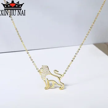 

New fashion creative personality DIY 18K gold hiphop street animal lion shape full diamond clavicle necklace women jewelry