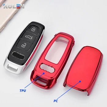 Nuova copertura della cassa chiave a distanza dell'automobile del PC di TPU per Audi A6 A7 A8 e-tron C8 Q8 2018 2019 2020 accessori automatici della protezione del supporto chiave - Nuova copertura della cassa chiave a distanza dell automobile del PC di TPU per Audi