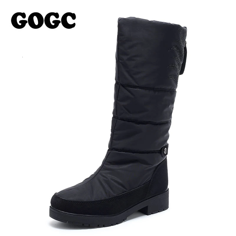 Tanie GOGC buty damskie średnio wysokie buty z cholewami buty zimowe damskie buty śnieżne buty kobieta buty zimowe buty zimowe damskie wodoodporne G9939