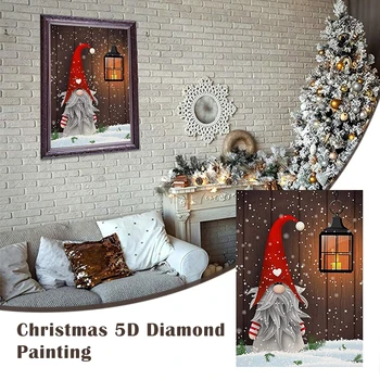 

Ne 5D Diamond Painting by Number Kits Full Round Drill Crystal Rhinestone Picture Gift Santa Claus Cross Stitch Painting