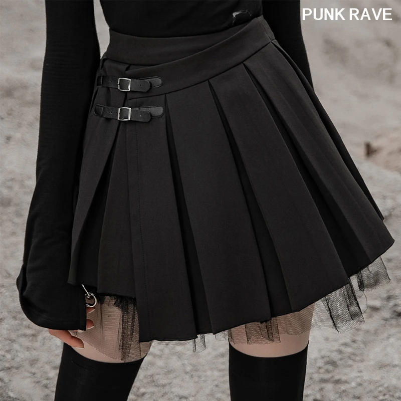 Женская плиссированная юбка сетчатый в готическом стиле с высокой талией и