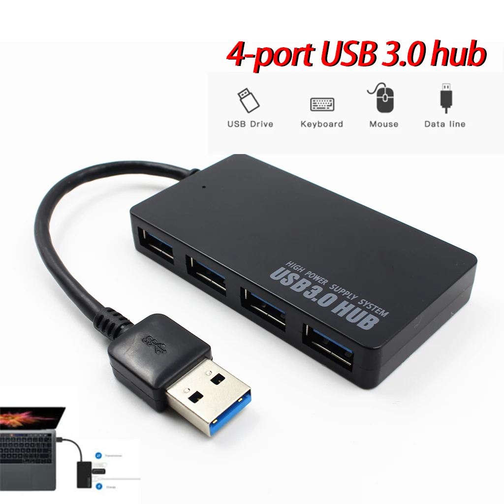 USB 3,0 4-Порты и разъёмы USB концентратор переходник разветвитель 5 Гбит/с для портативного компьютера ПК супер Скорость USB Hub