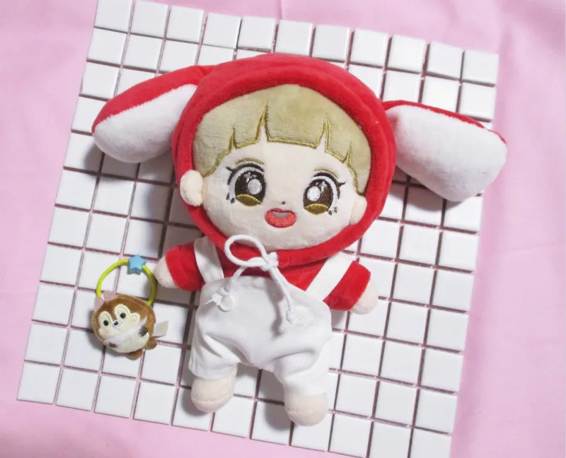 [MYKPOP] Одежда и аксессуары для кукол KPOP: толстовка с капюшоном и изображением кролика+ комбинезон, комплект из 2 предметов для кукол 20 см и 15 см SA19102904