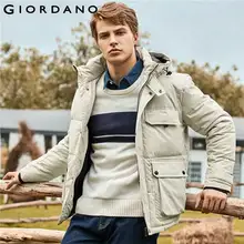 Giordano мужская зимняя куртка с застежкой на молнии и капюшоном, выполнена в нескольких цветовых решениях