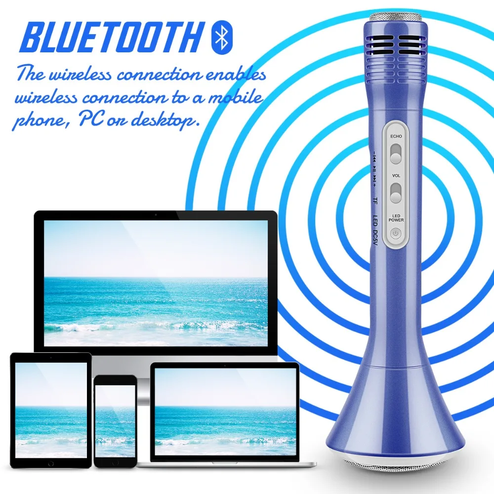 Портативный беспроводной караоке микрофон динамик портативный караоке-микрофон Bluetooth для Iphone и Android смартфон SD/TF карта