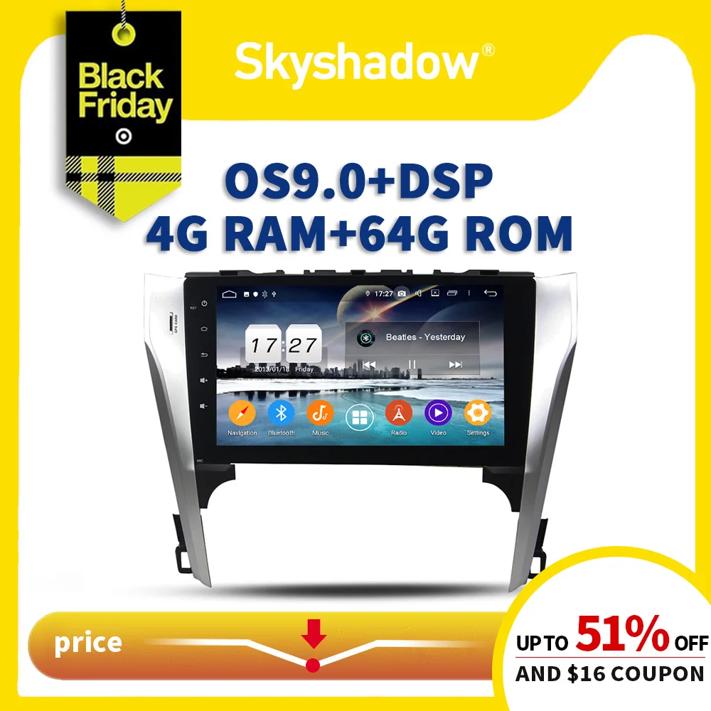 Автомобильный DVD мультимедийный плеер DSP Android 9,0+ 4 Гб+ 64 Гб 8 ядерный ips gps карта радио Wifi Bluetooth для Toyota CAMRY 2012 2013 Aurion