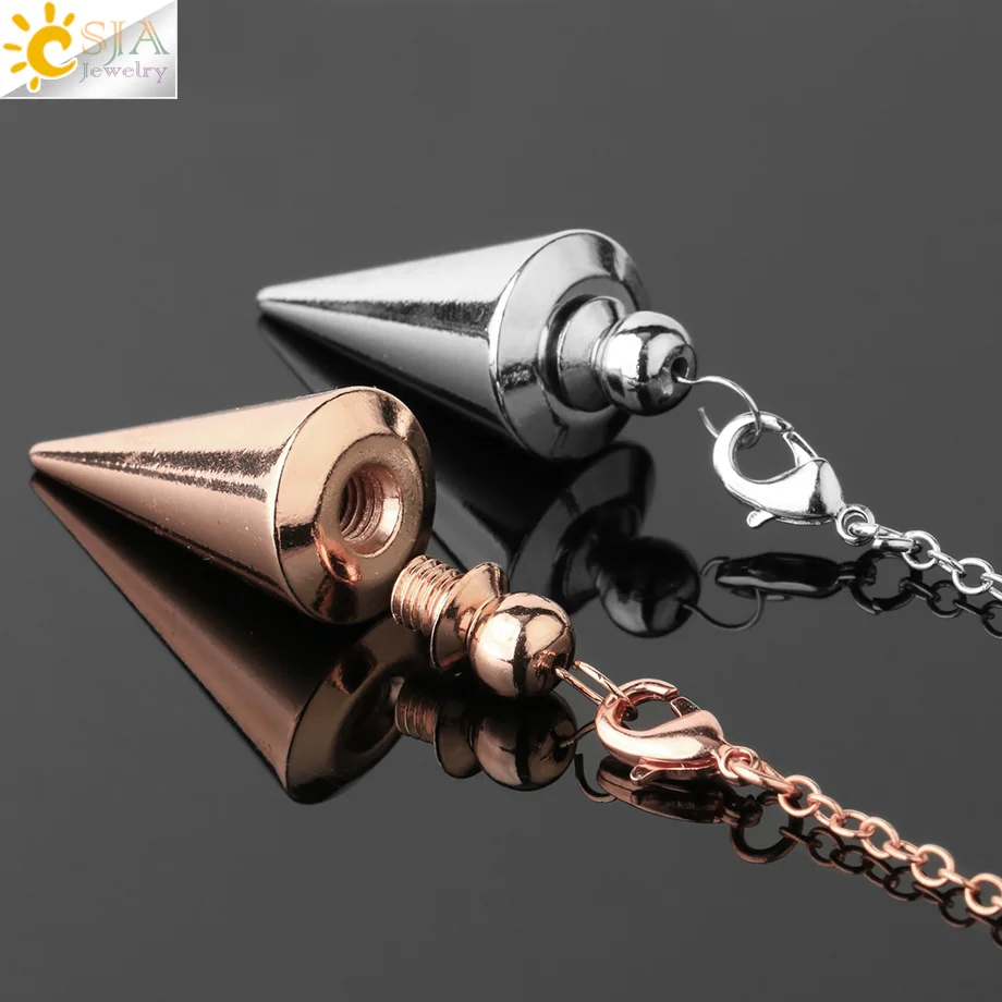 CSJA Cone Metal Pendulum for Wicca Antique Copper Gold-color Spiritual Pendulo Radiestesia Healing Pendule Hot Sale Jewelry G336 - Image 3