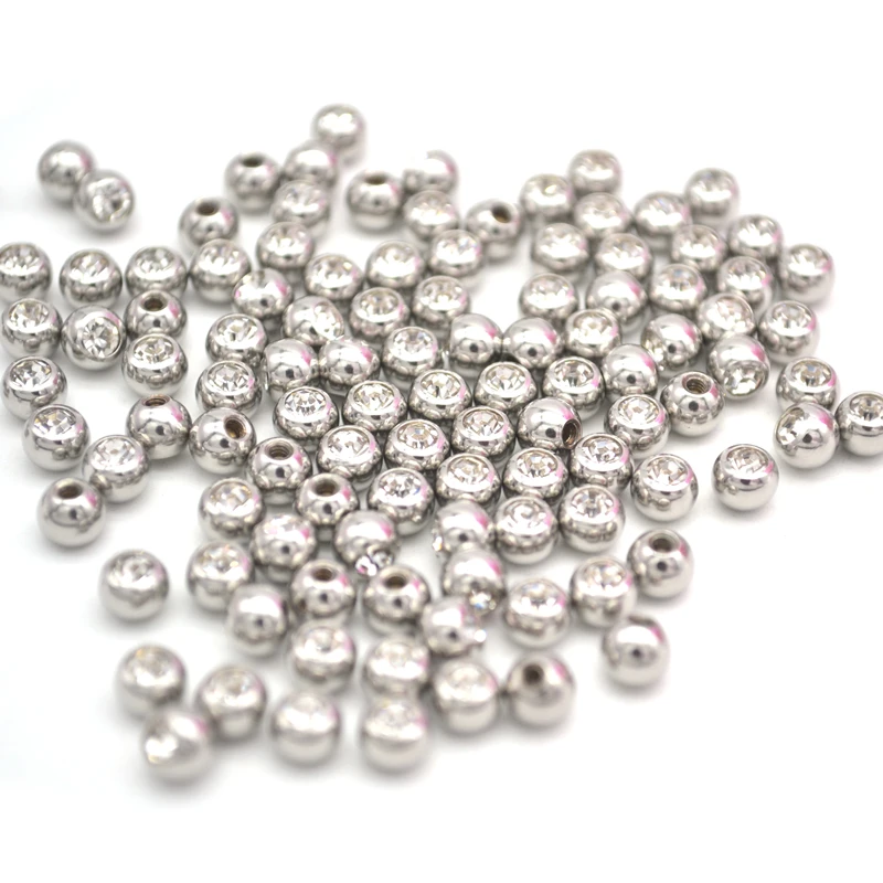 Crystal Clear Gem Ball 3mm 4mm 6m Lip Tragus Studs Ear Helix Labret Bar 1.2mm 14G Screw Eyebrow Fashion Body Jewelry
