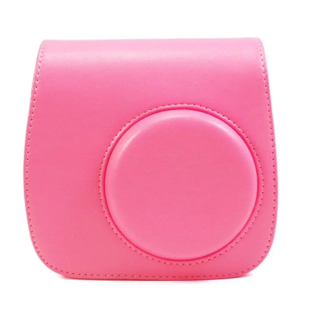 pink Для Fujifilm Instax Mini 8 Mini 9 camera PU кожаная цветная сумка Instax Mini чехол с плечевым ремнем прозрачная кристальная крышка - Цвет: pink