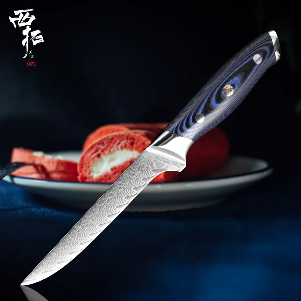 XITUO дамасский поварской нож VG10 острый японский Sankotu Кливер Boning Gyuto нож для очистки овощей инструмент для приготовления пищи высококлассная ручка - Цвет: Boning Knife