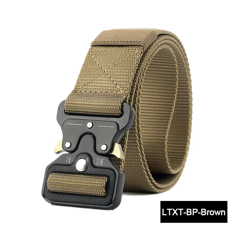 LTXT-BP-BROWN LiuWeiShun Heavy Duty Tactical Belts Men Waist Straps Army Military Equipment Hunting Nylon Belts With Znic Alloy Buckle - Цвет: LTXT-BP-BROWN