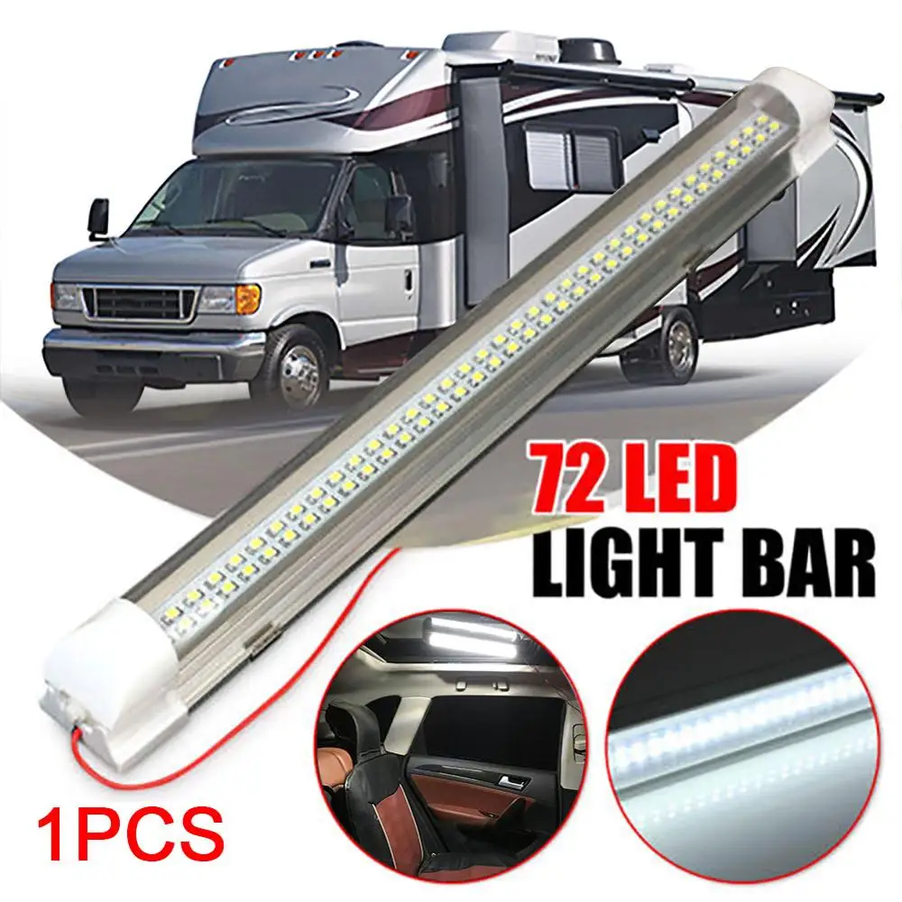 

12V 72LED Car Interior Light Strip Bar Lamp Van Bus Caravan On/Off Switch 4.5W Ceiling Light for RV Camper Boat Indoor Ceilight