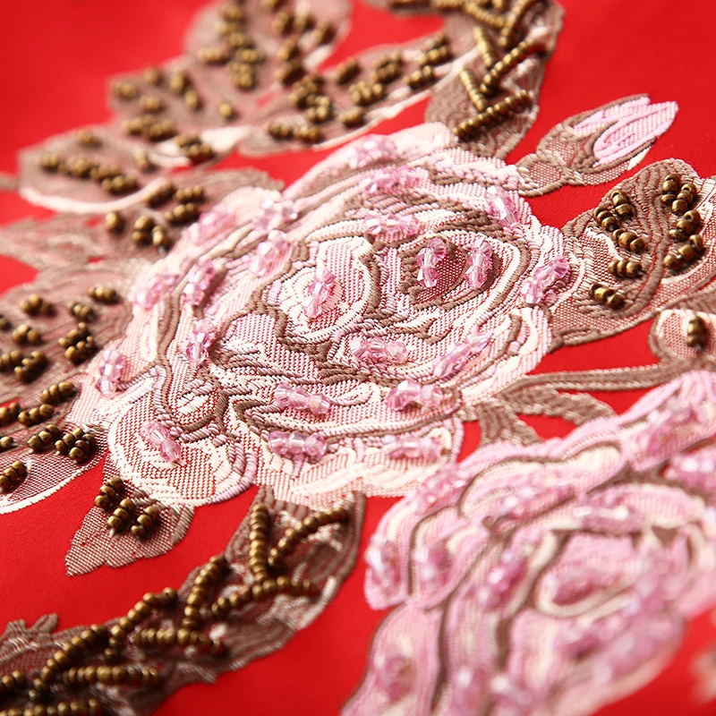 VERDEJULIAY весеннее винтажное дизайнерское элегантное платье трапециевидной формы с вышивкой розы Женское роскошное мини-платье со стоячим воротником с бисером