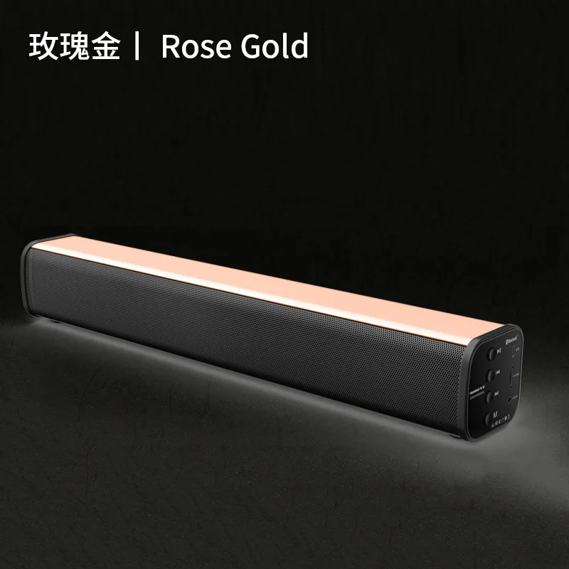 Gold 10 Вт Bluetooth Звуковая Панель объемный звук домашний кинотеатр сабвуфер беспроводной динамик поддержка Настольный ТВ ПК TF карта аудио - Цвет: Gold