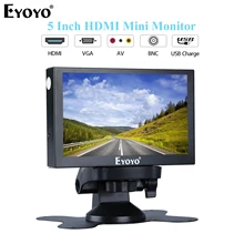 Eyoyo S501H ips Мини ТВ компьютерный монитор 5," 1024X768 HDMI VGA BNC AV USB ЖК-экран с пультом дистанционного управления для ПК CC tv безопасности