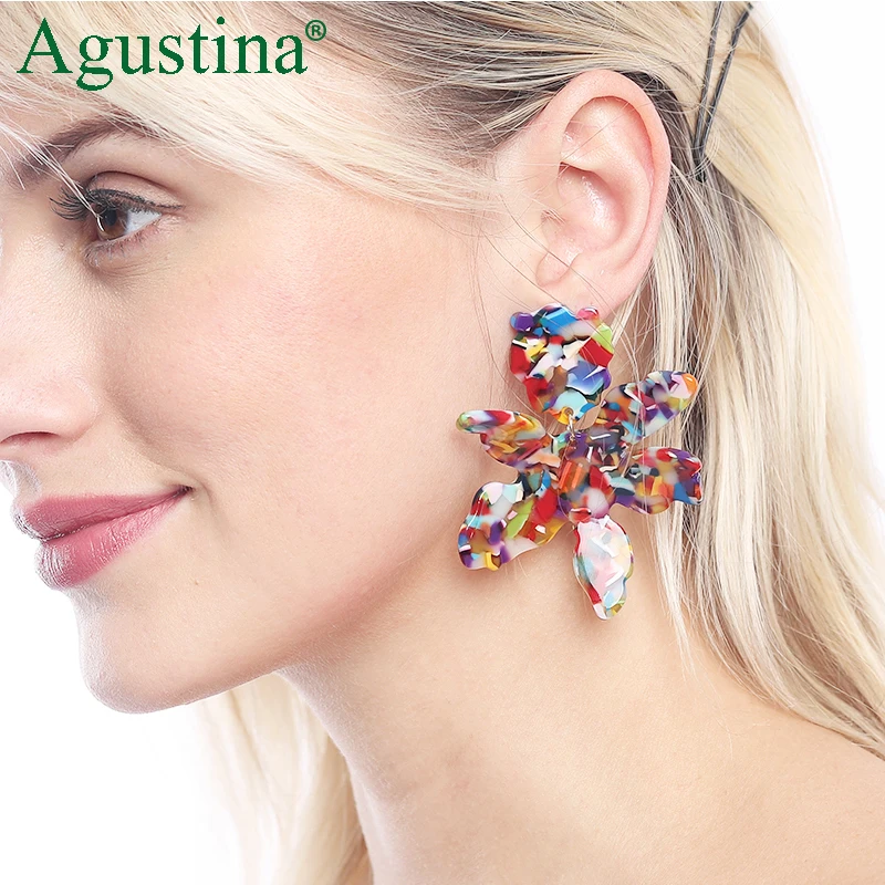 Drop Flower Earrings Acetate Dangle Fashion Jewelry For Girls