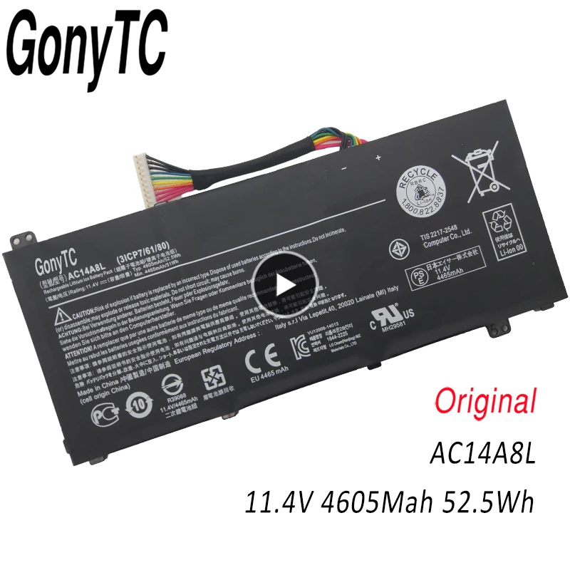 GONYTC AC14A8L ноутбук Батарея для Acer Aspire VN7 571 571G 591 591G 791G MS2391 KT.0030G.001 аккумулятор большой