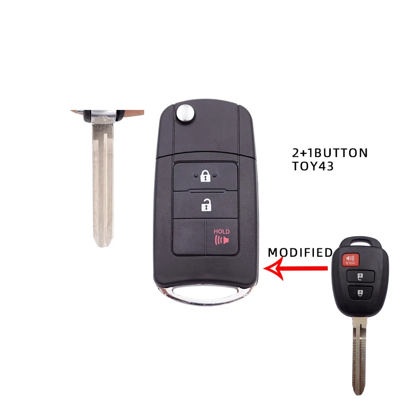 Cocolockey откидная оболочка ключа дистанционного управления подходит для Toyota Corolla Camry eiz 12-17year 4 кнопки складной модифицированный автомобильный брелок для ключей - Количество кнопок: 2 1button